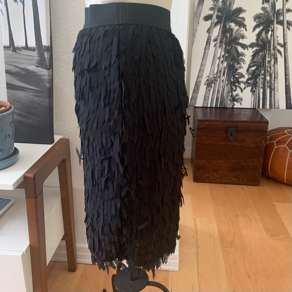 Worthington black all-over fringe knee-length pencil skirt w elastic waist band - Picture 6 of 8